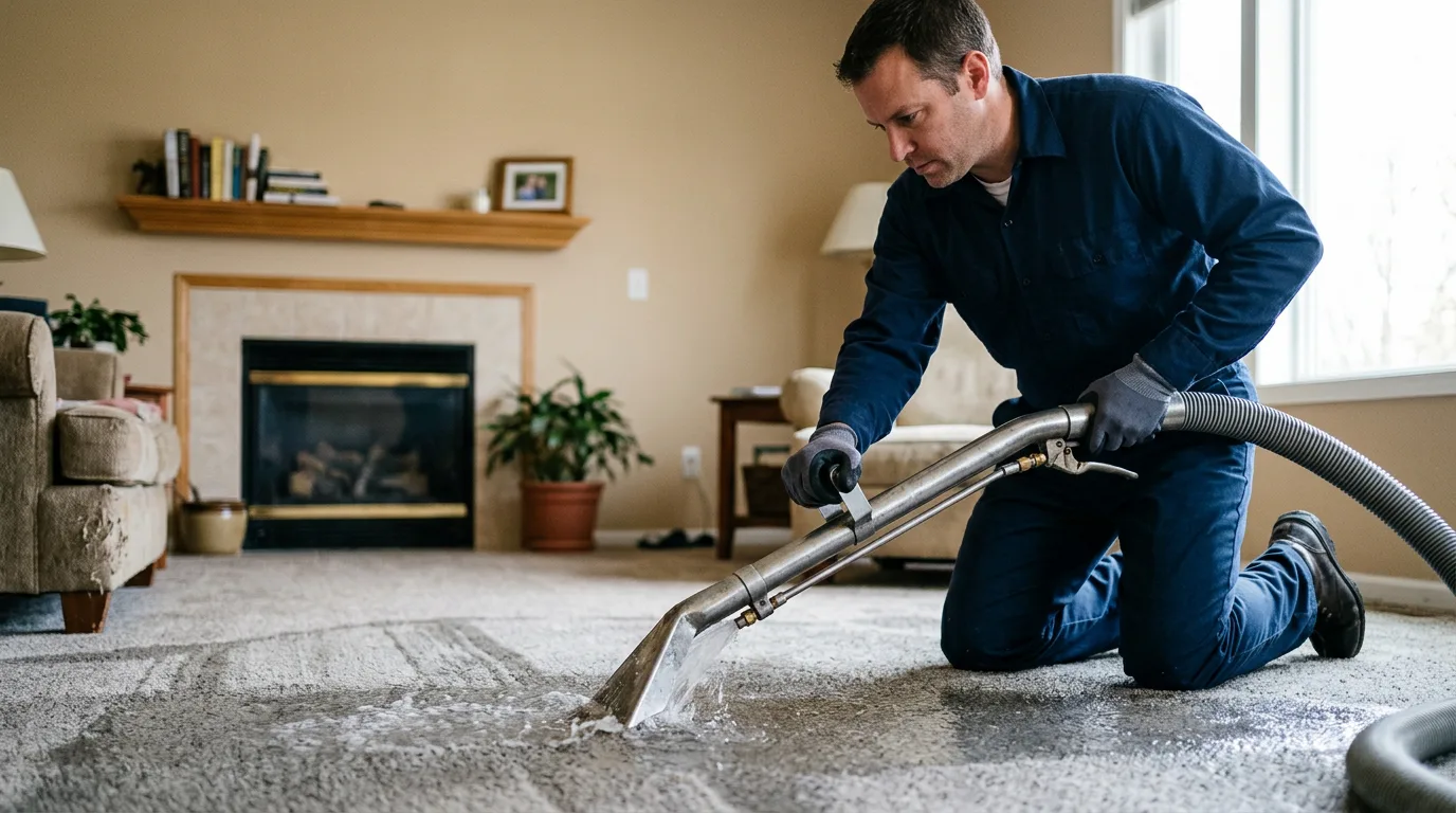 Water damage restoration technician working near Chisago City, MN